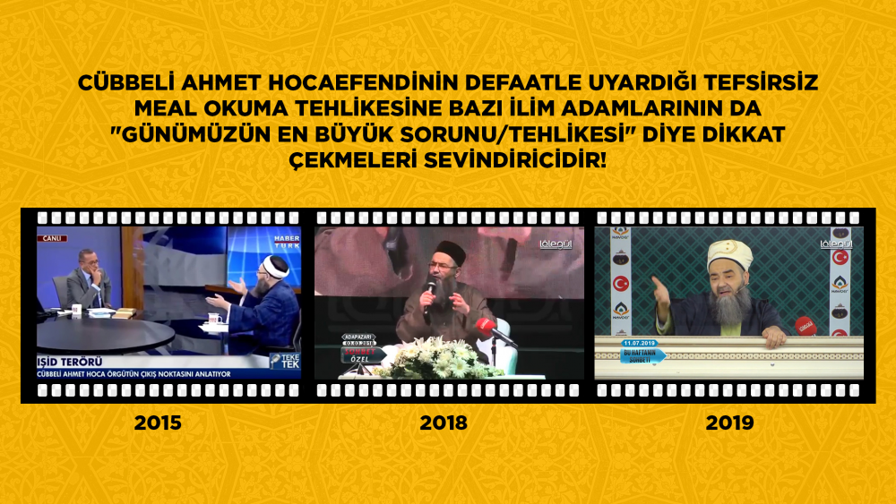 Cübbeli Ahmet Hocaefendi'nin Defaatle Uyardığı Tefsirsiz Meal Okuma Tehlikesi
