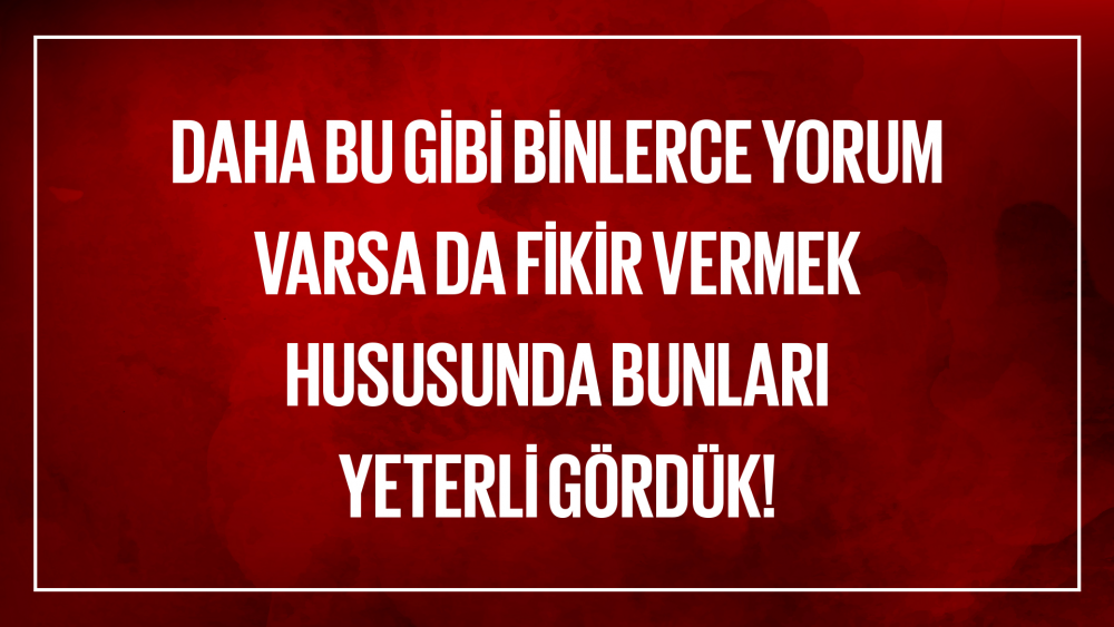 Daha bu gibi binlerce yorum varsa da fikir vermek hususunda bunları yeterli gördük!